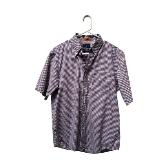 Dockers Men's Short Sleeve Blue and Red Button Down Shirt, Medium, Pre-owned - Picture 3 of 6